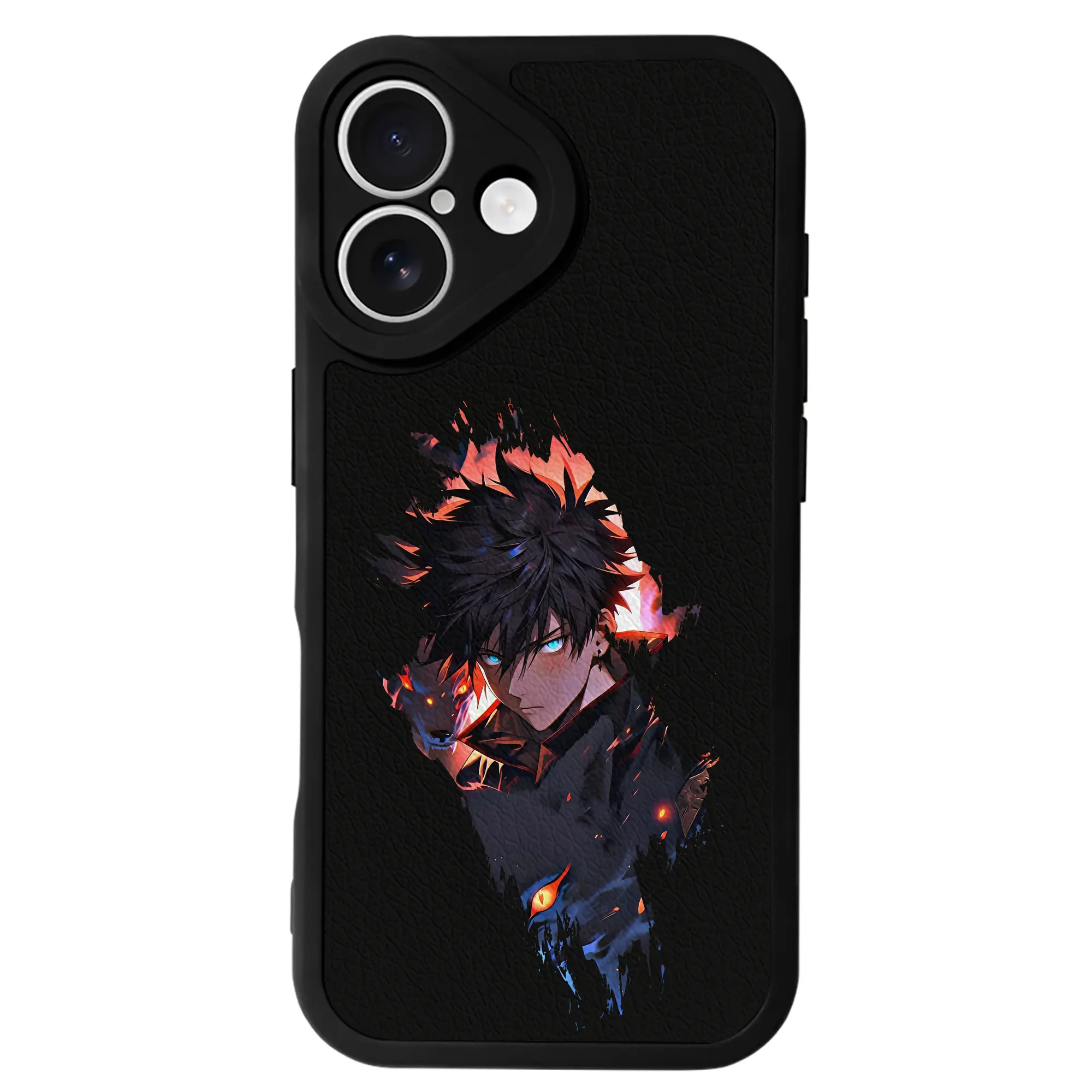 呪術廻戦 グッズ,伏黒 恵 - IPhone 16シリーズ対応 ・ シリコンスマホケース ・ レザー調 ・ 高精度フィット ・ 耐衝撃 ・ ワイヤレス充電対応 ・ 精密カット